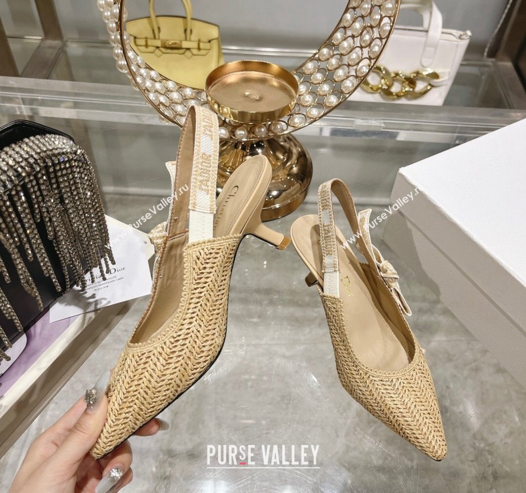 Dior JAdior Slingback Pumps 6.5cm in Braided Straw Beige 2024 0604 (KL-240604071)