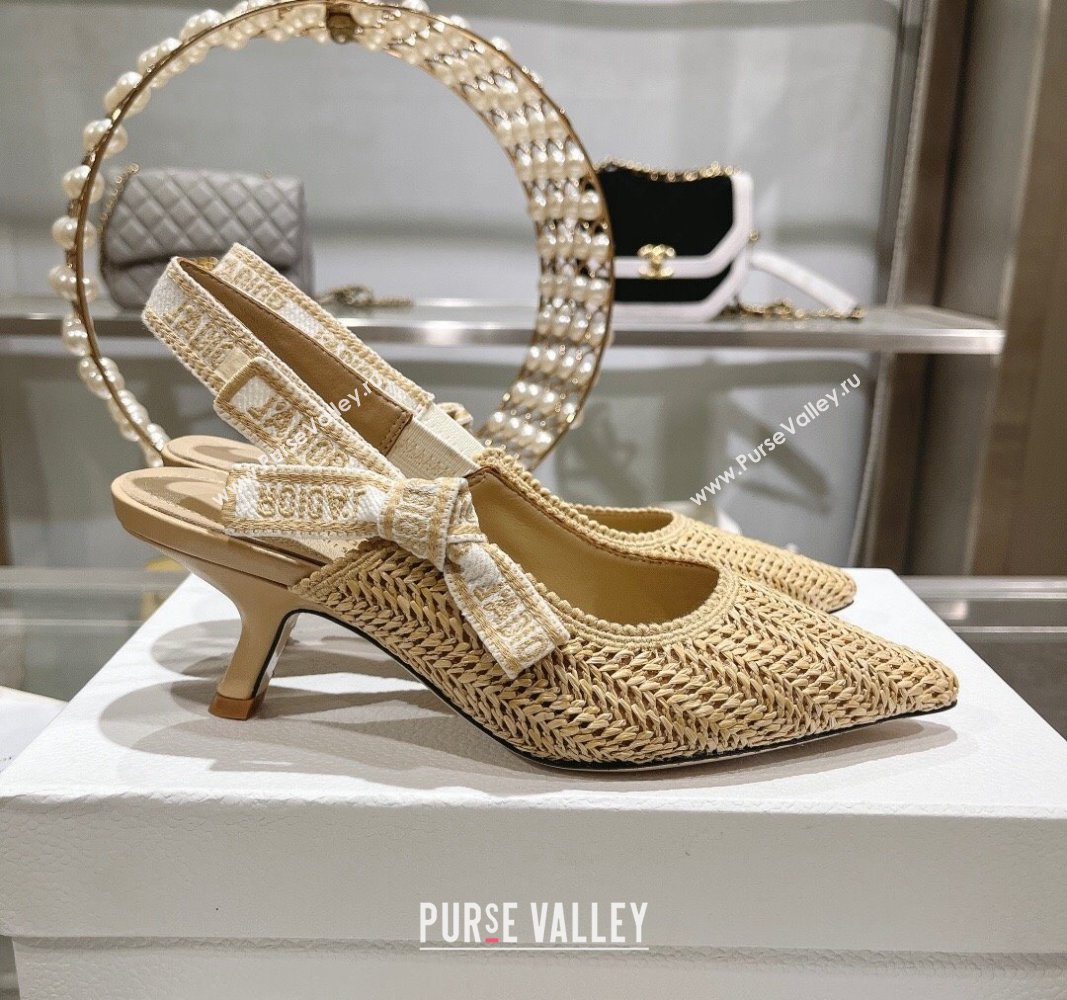 Dior JAdior Slingback Pumps 6.5cm in Braided Straw Beige 2024 0604 (KL-240604071)