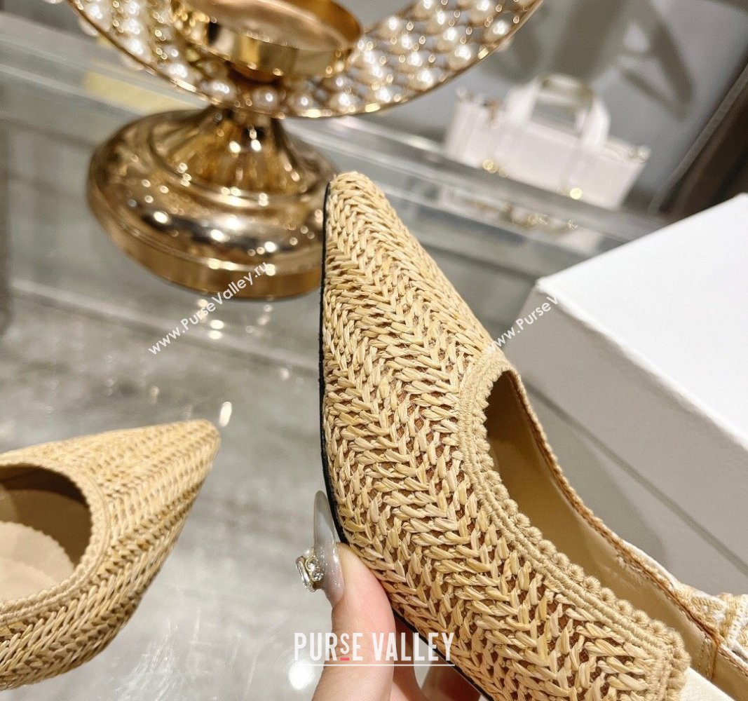 Dior JAdior Slingback Pumps 6.5cm in Braided Straw Beige 2024 0604 (KL-240604071)