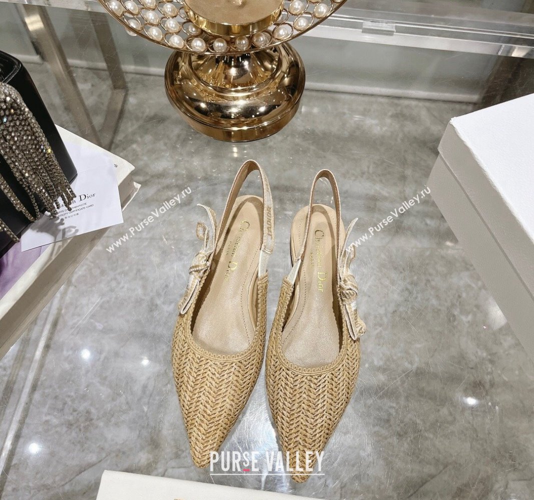 Dior JAdior Slingback Ballet Flat in Braided Straw Beige 2024 0604 (KL-240604072)