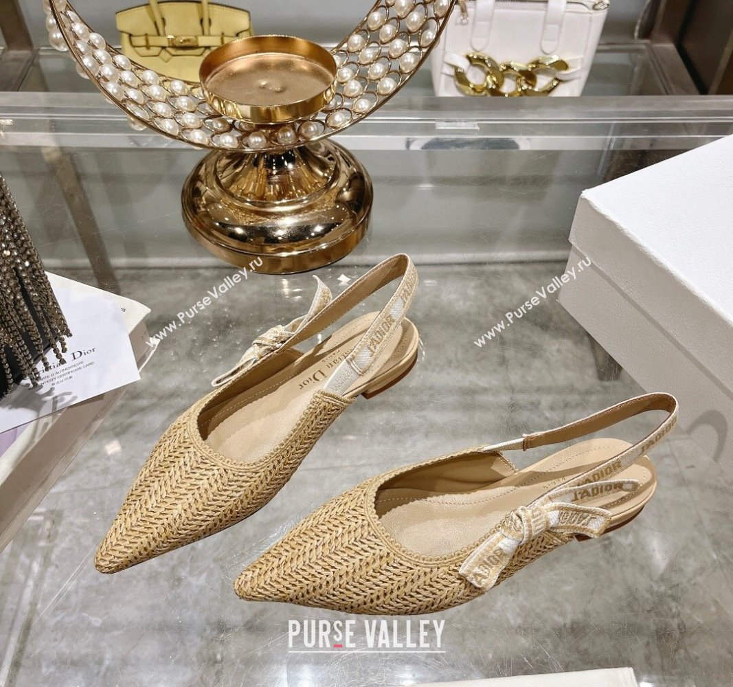 Dior JAdior Slingback Ballet Flat in Braided Straw Beige 2024 0604 (KL-240604072)