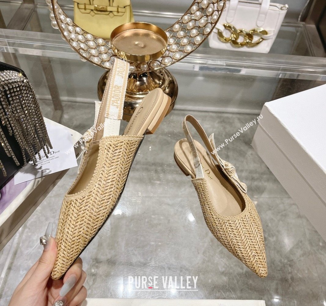 Dior JAdior Slingback Ballet Flat in Braided Straw Beige 2024 0604 (KL-240604072)