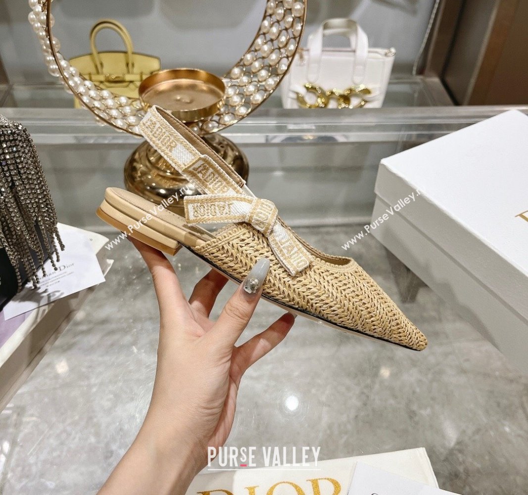 Dior JAdior Slingback Ballet Flat in Braided Straw Beige 2024 0604 (KL-240604072)