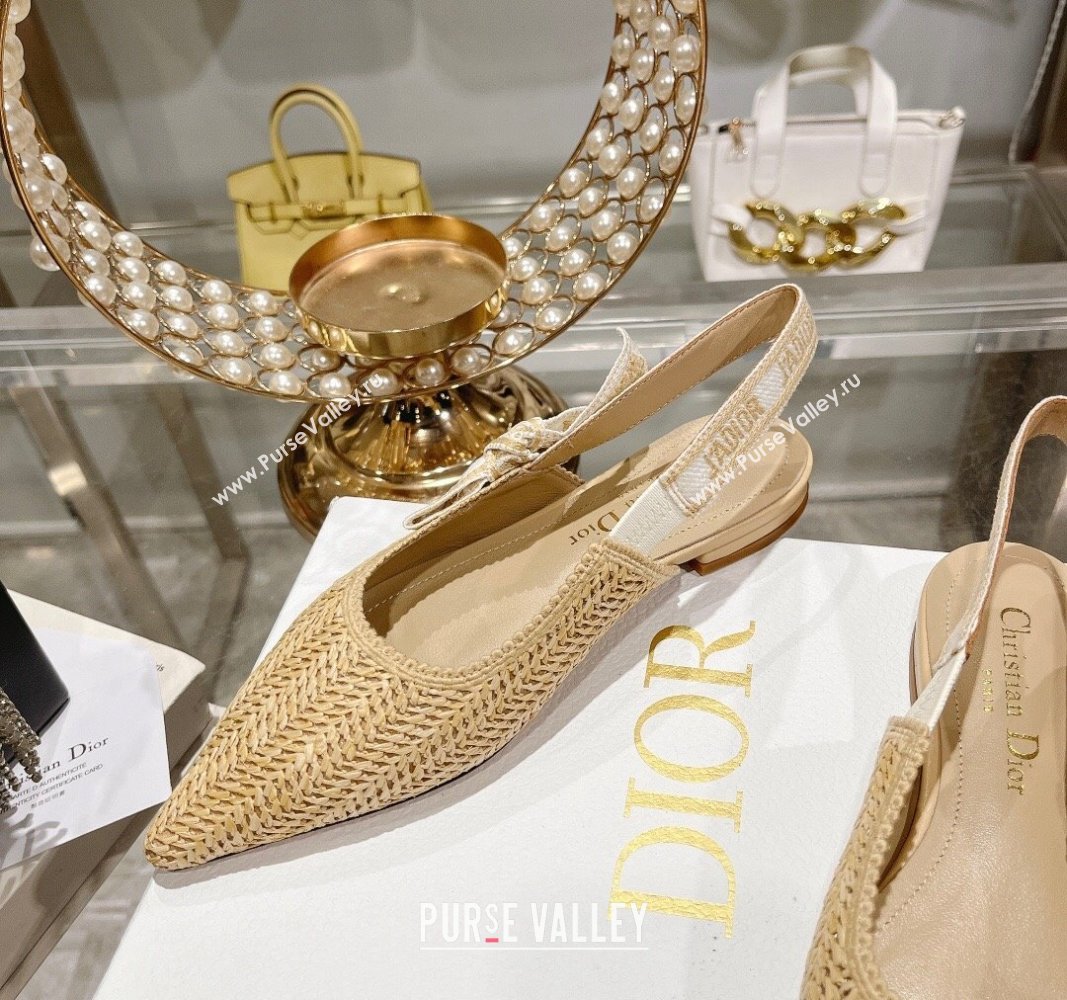 Dior JAdior Slingback Ballet Flat in Braided Straw Beige 2024 0604 (KL-240604072)