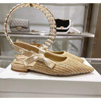 Dior JAdior Slingback Ballet Flat in Braided Straw Beige 2024 0604 (KL-240604072)