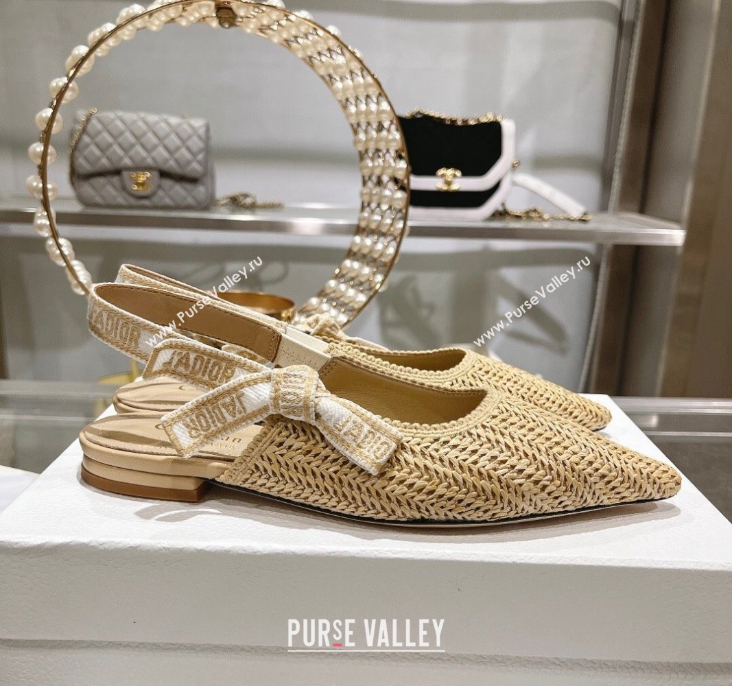 Dior JAdior Slingback Ballet Flat in Braided Straw Beige 2024 0604 (KL-240604072)