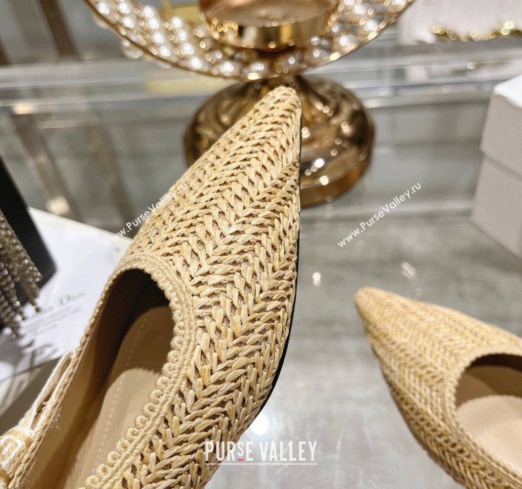 Dior JAdior Slingback Ballet Flat in Braided Straw Beige 2024 0604 (KL-240604072)