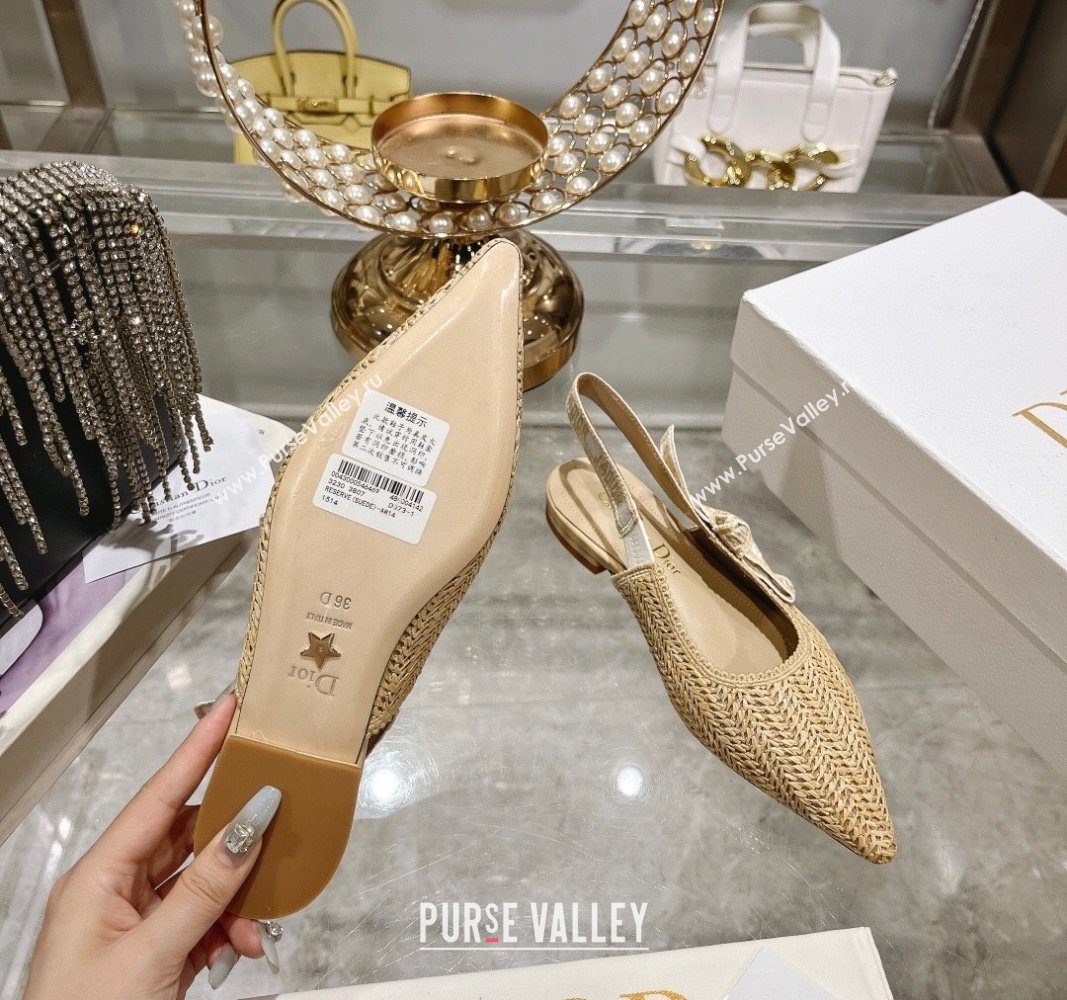 Dior JAdior Slingback Ballet Flat in Braided Straw Beige 2024 0604 (KL-240604072)