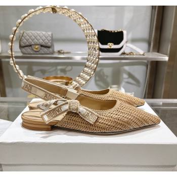 Dior JAdior Slingback Ballet Flat in Braided Straw Khaki 2024 0604 (KL-240604073)