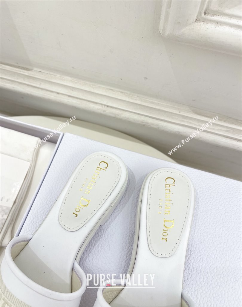 Dior Dway Flat Slide Sandals in Embroidered Calfskin White 2024 0604 (MD-240604082)