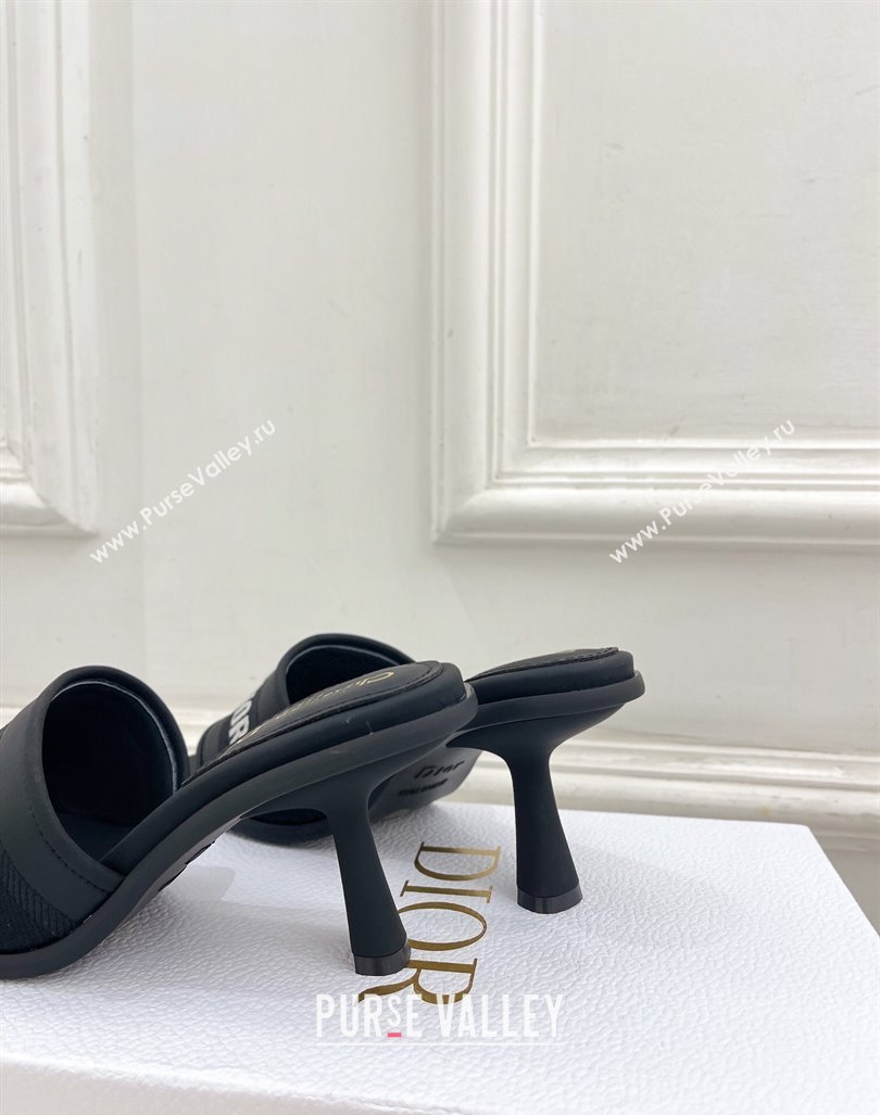 Dior Dway Heel Slide Sandals 8cm in Embroidered Calfskin Black 2024 0604 (MD-240604090)