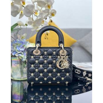 Dior Small Lady Dior MY ABCDior Bag in Black Cannage Lambskin with Gold-Finish Sun Studs 2024 (XXG-240624084)