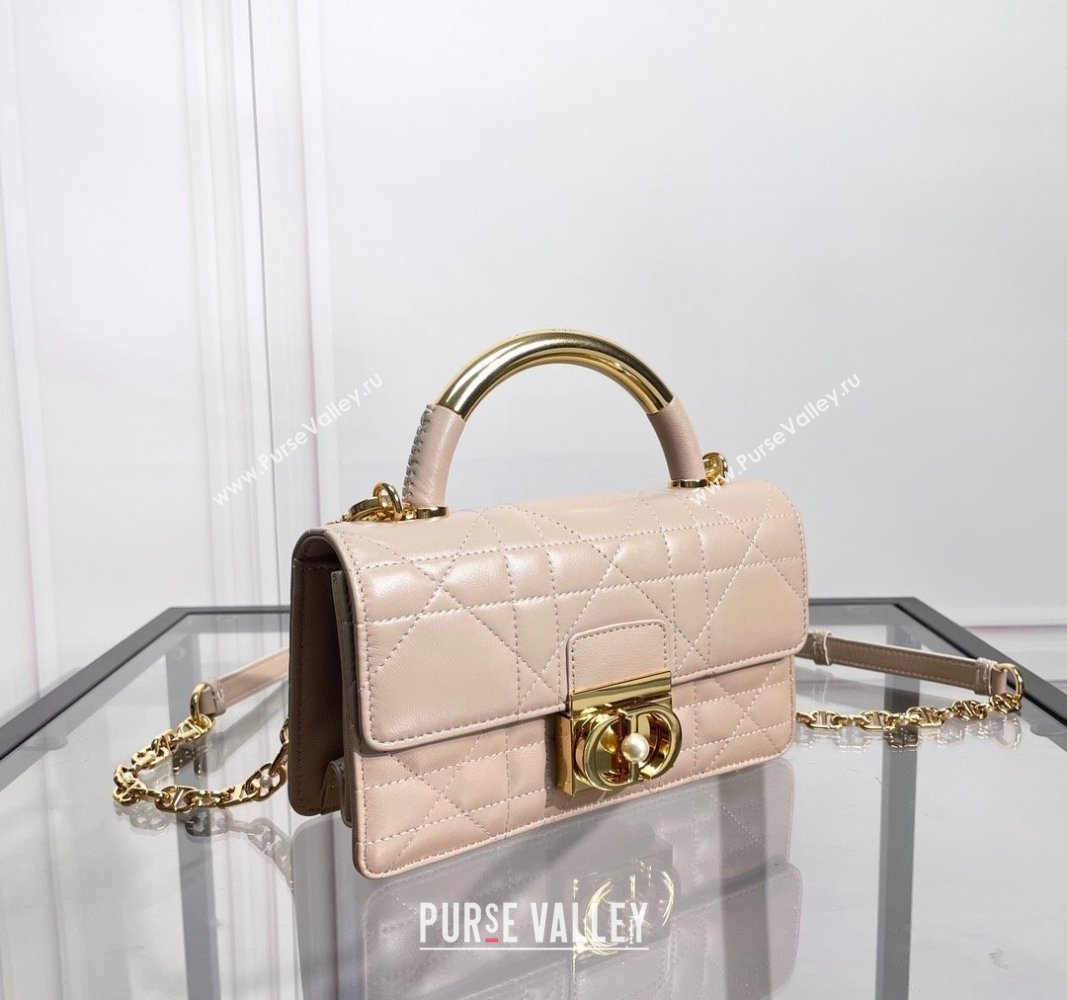 Dior Mini Dior Ange Top handle Bag in Macrocannage Calfskin Beige 2024 (BF-240624087)