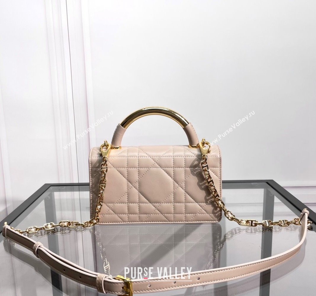 Dior Mini Dior Ange Top handle Bag in Macrocannage Calfskin Beige 2024 (BF-240624087)