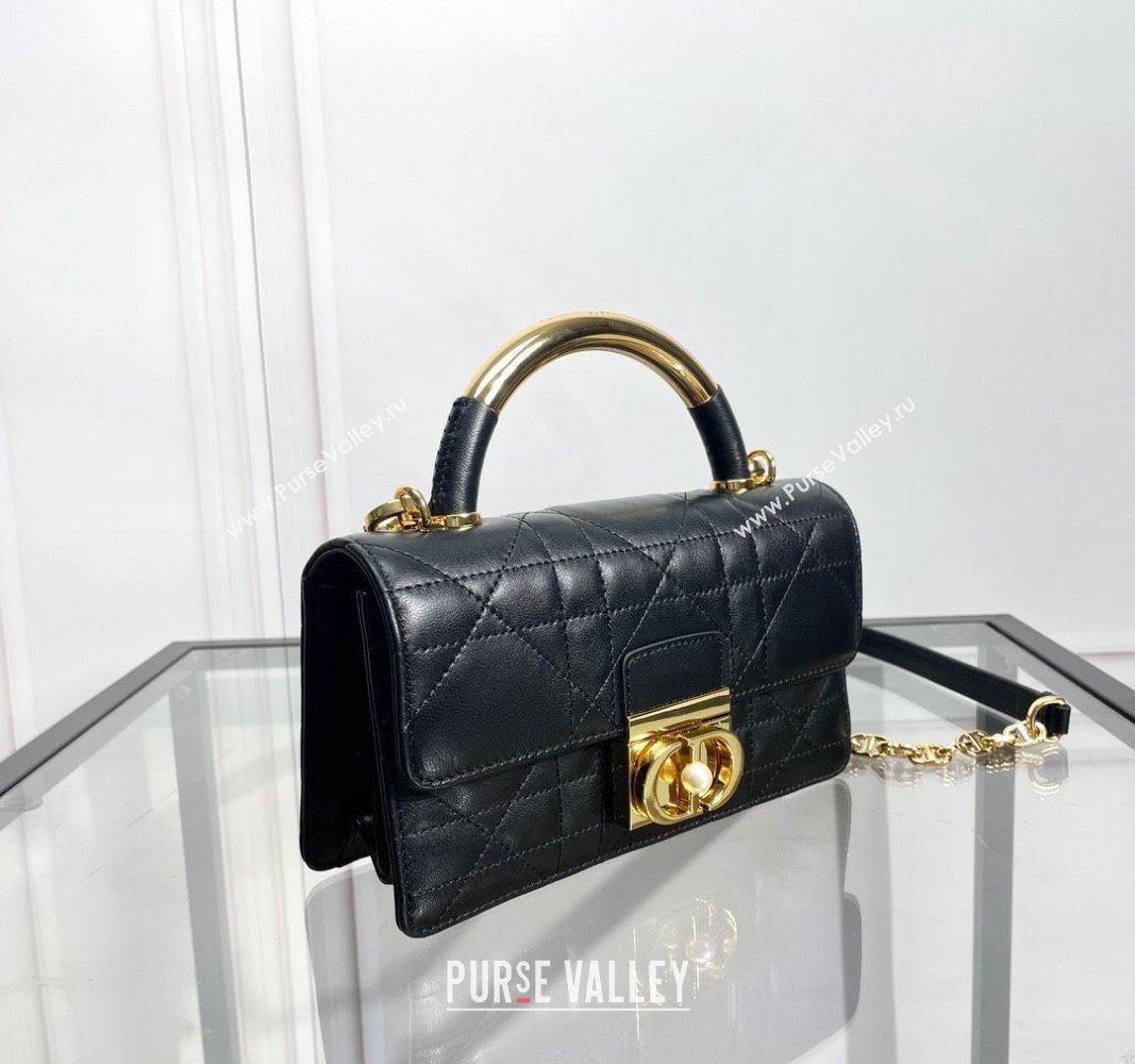 Dior Mini Dior Ange Top handle Bag in Macrocannage Calfskin Black 2024 (BF-240624088)