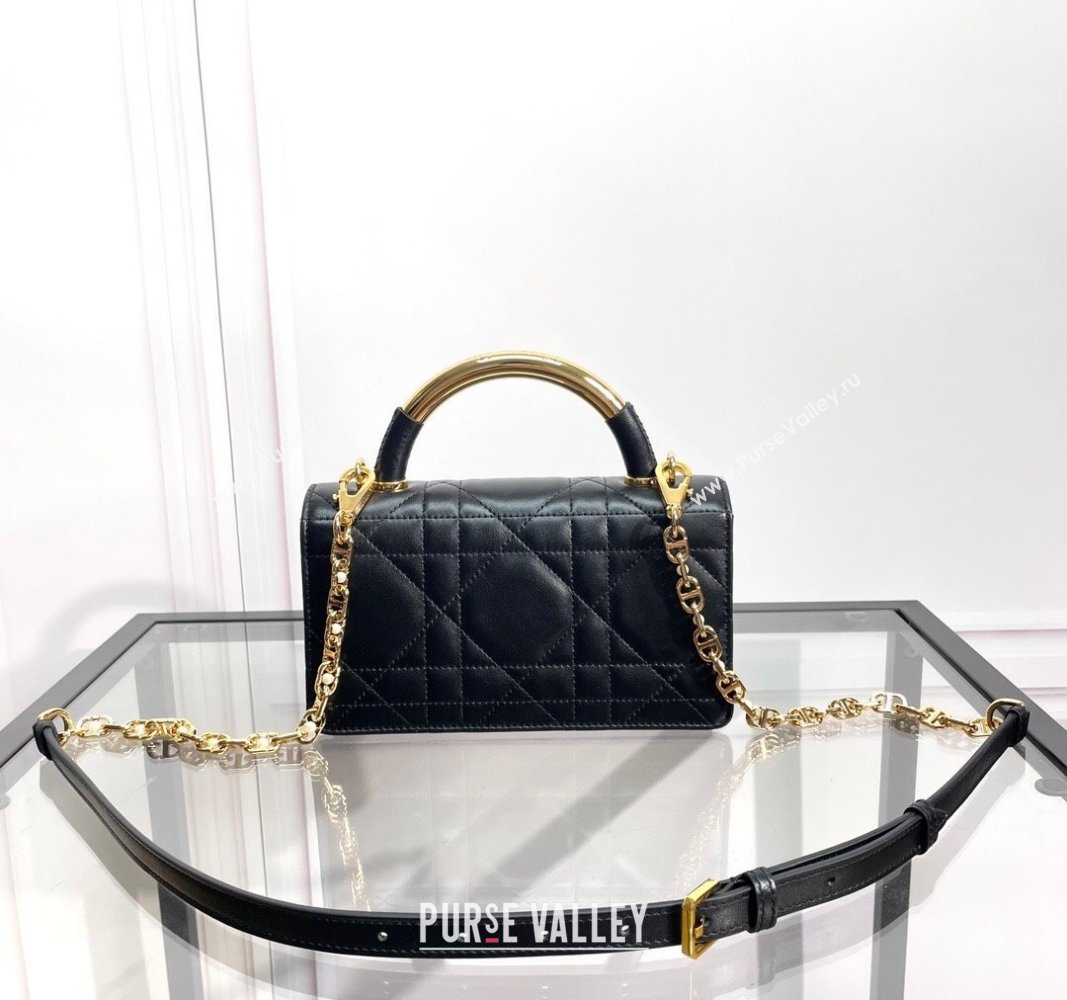 Dior Mini Dior Ange Top handle Bag in Macrocannage Calfskin Black 2024 (BF-240624088)