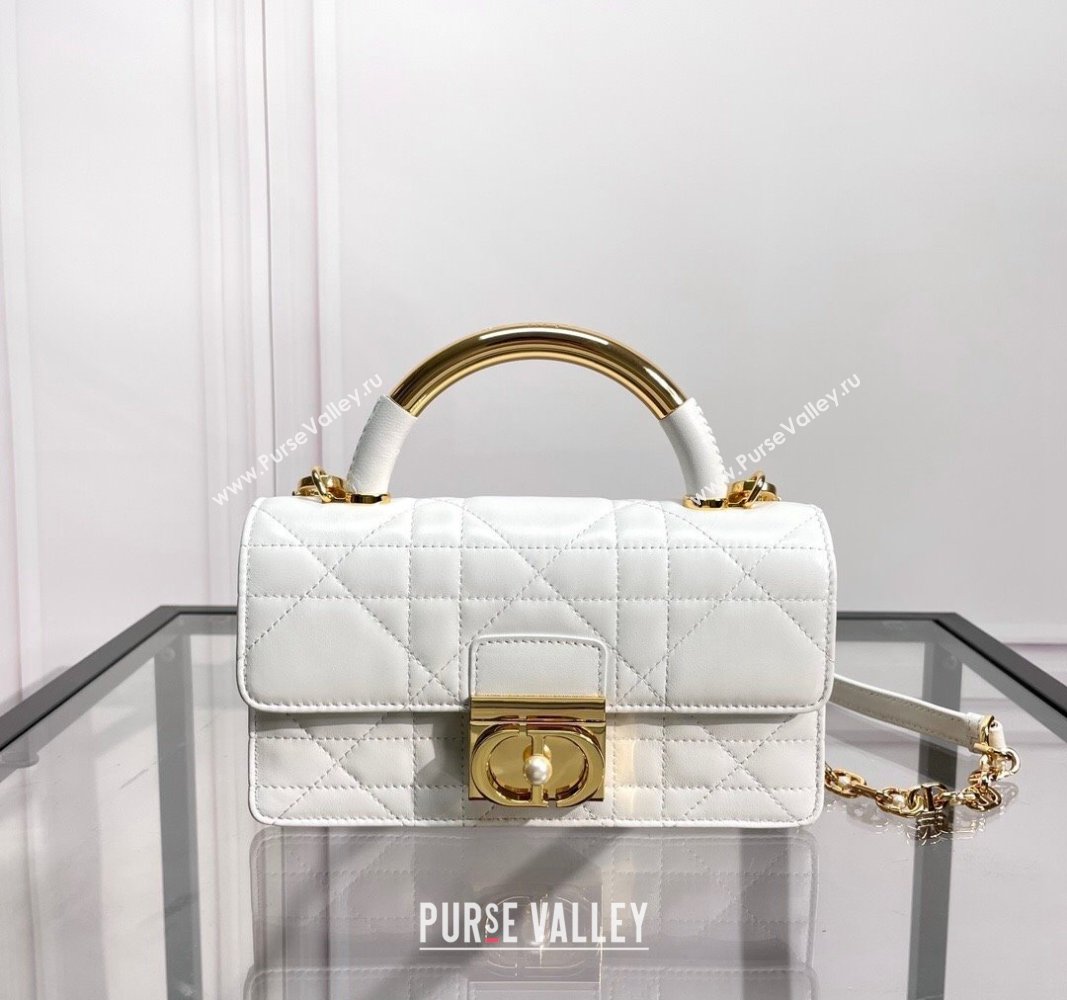 Dior Mini Dior Ange Top handle Bag in Macrocannage Calfskin White 2024 (BF-240624089)