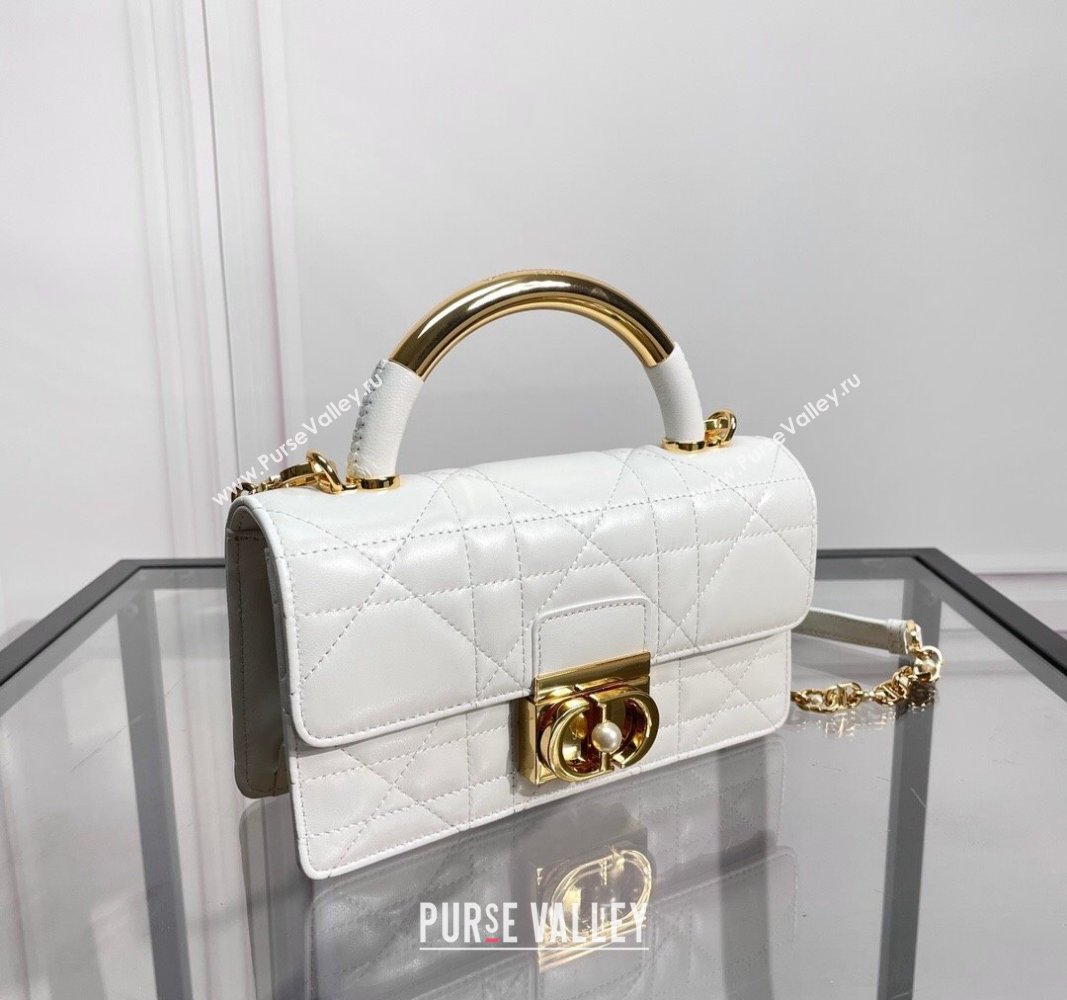 Dior Mini Dior Ange Top handle Bag in Macrocannage Calfskin White 2024 (BF-240624089)