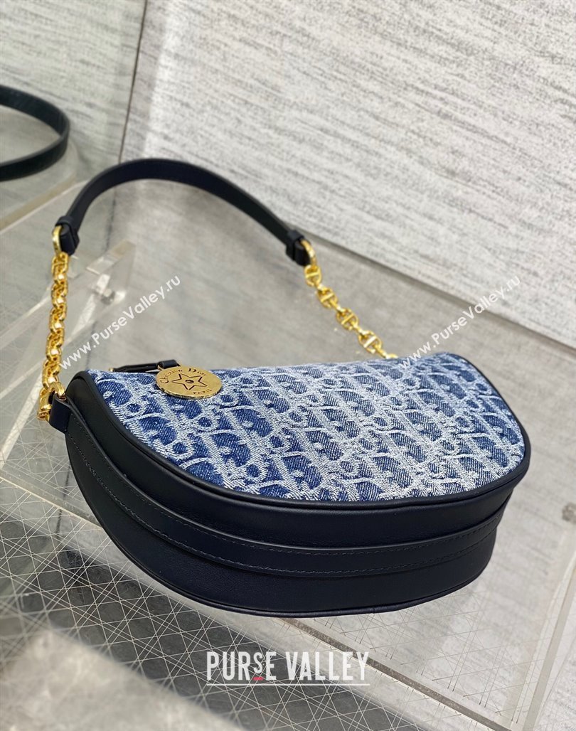 Dior Callisto Moon Medium bag in Blue Denim Dior Oblique Jacquard 2024 (XXG-240624076)