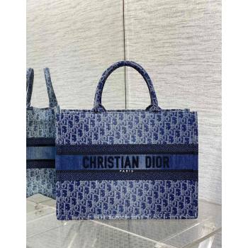 Dior Medium Book Tote Bag Bag in Blue Denim Dior Oblique Jacquard 2024 (XXG-240624078)