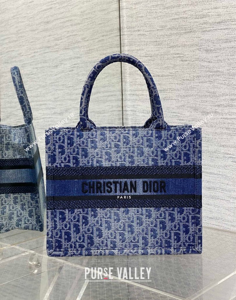 Dior Small Book Tote Bag Bag in Blue Denim Dior Oblique Jacquard 2024 (XXG-240624079)