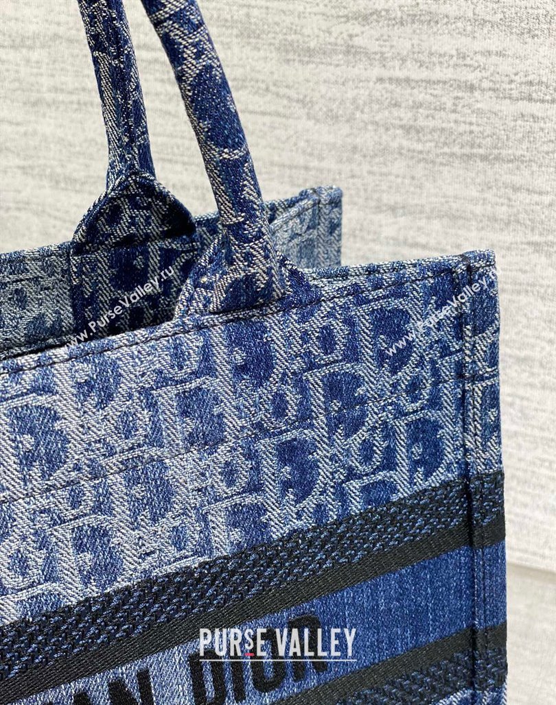 Dior Small Book Tote Bag Bag in Blue Denim Dior Oblique Jacquard 2024 (XXG-240624079)