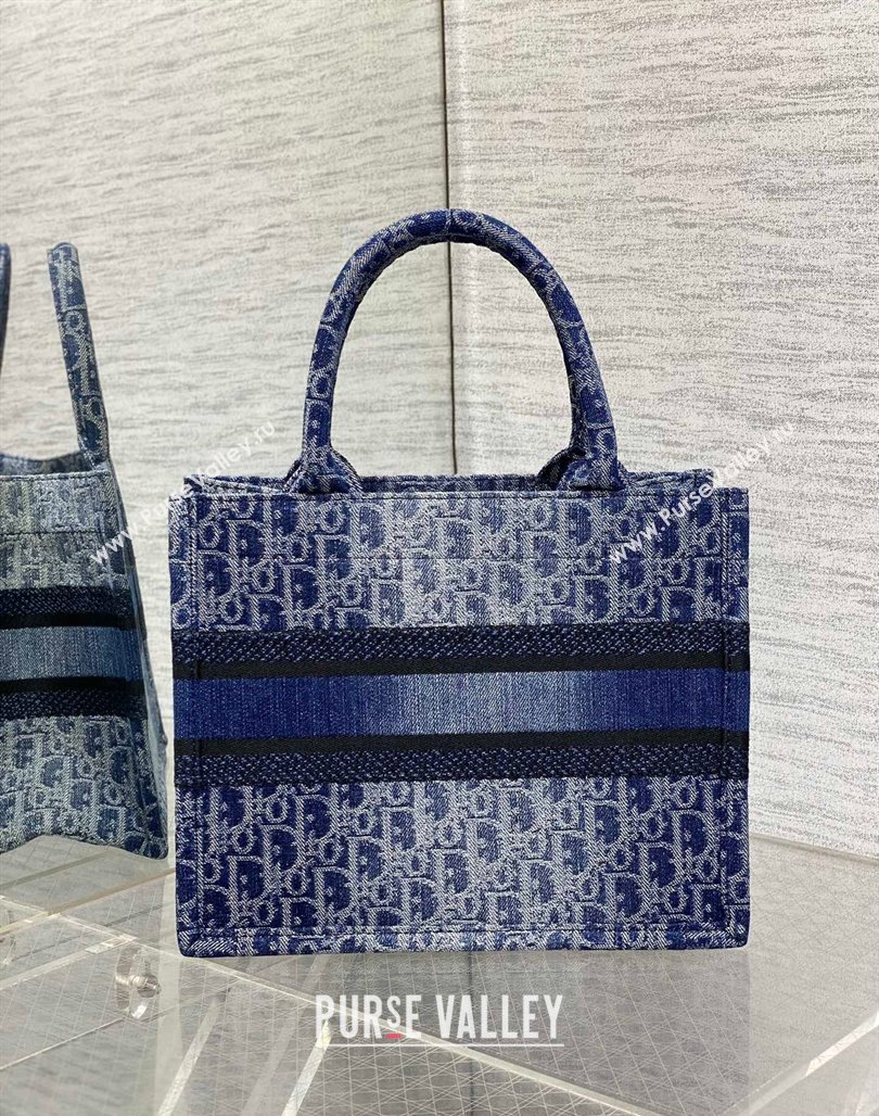 Dior Small Book Tote Bag Bag in Blue Denim Dior Oblique Jacquard 2024 (XXG-240624079)