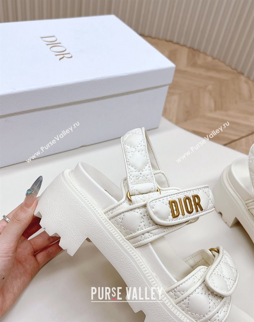 Dior Dioract Platform Sandals 5.5cm in Quilted Cannage Calfskin White 2024 0702 (MD-240702083)