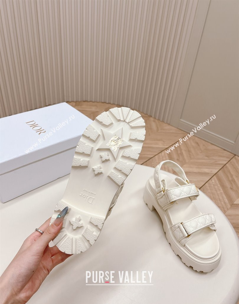 Dior Dioract Platform Sandals 5.5cm in Quilted Cannage Calfskin White 2024 0702 (MD-240702083)