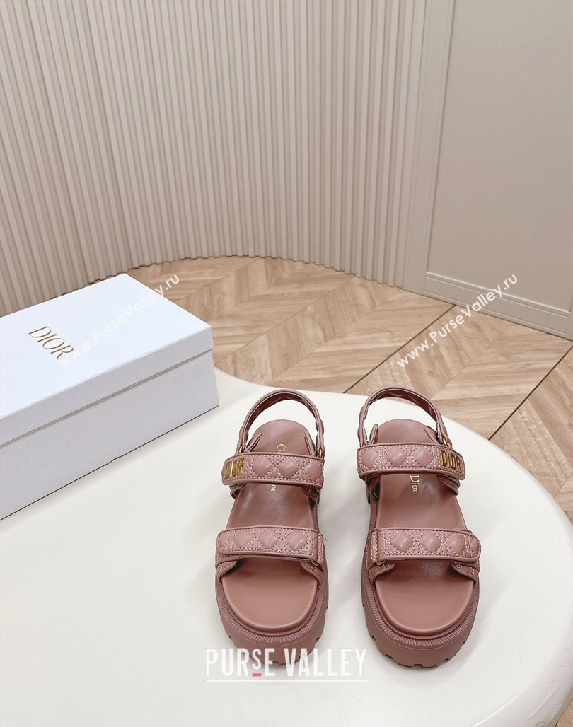 Dior Dioract Platform Sandals 5.5cm in Quilted Cannage Calfskin Pink 2024 0702 (MD-240702084)