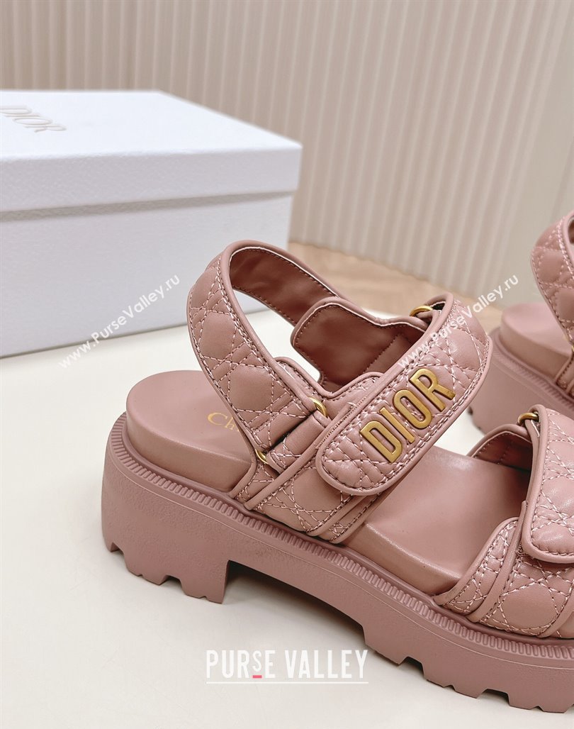 Dior Dioract Platform Sandals 5.5cm in Quilted Cannage Calfskin Pink 2024 0702 (MD-240702084)