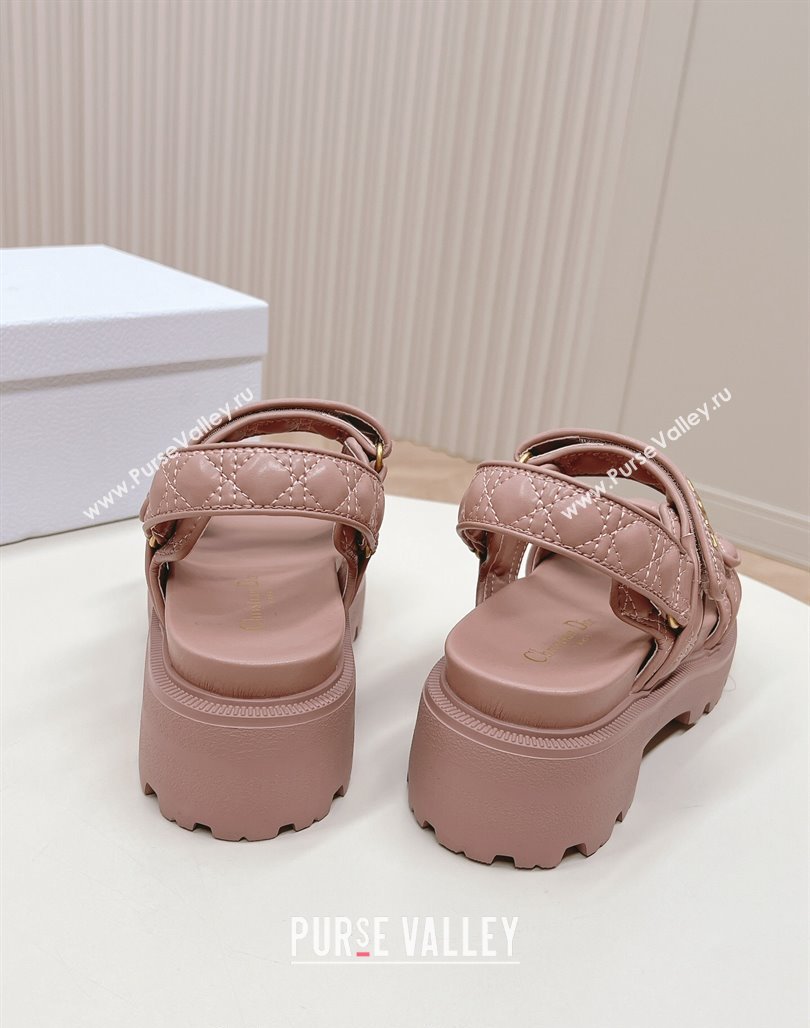 Dior Dioract Platform Sandals 5.5cm in Quilted Cannage Calfskin Pink 2024 0702 (MD-240702084)