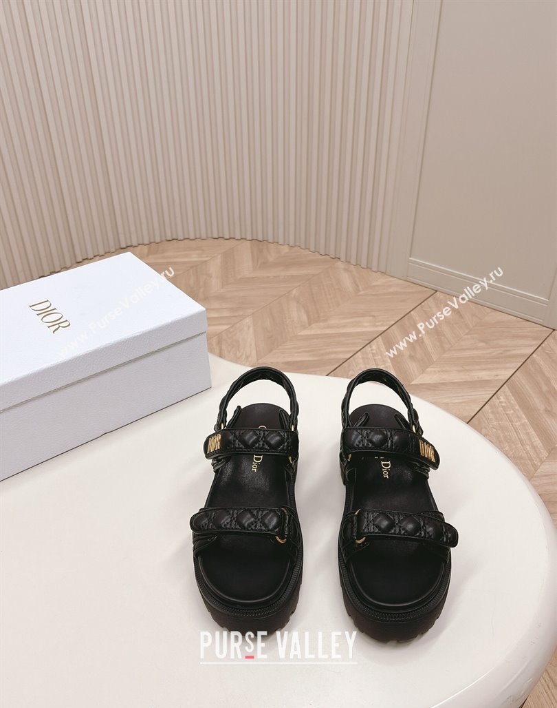 Dior Dioract Platform Sandals 5.5cm in Quilted Cannage Calfskin Black 2024 0702 (MD-240702085)