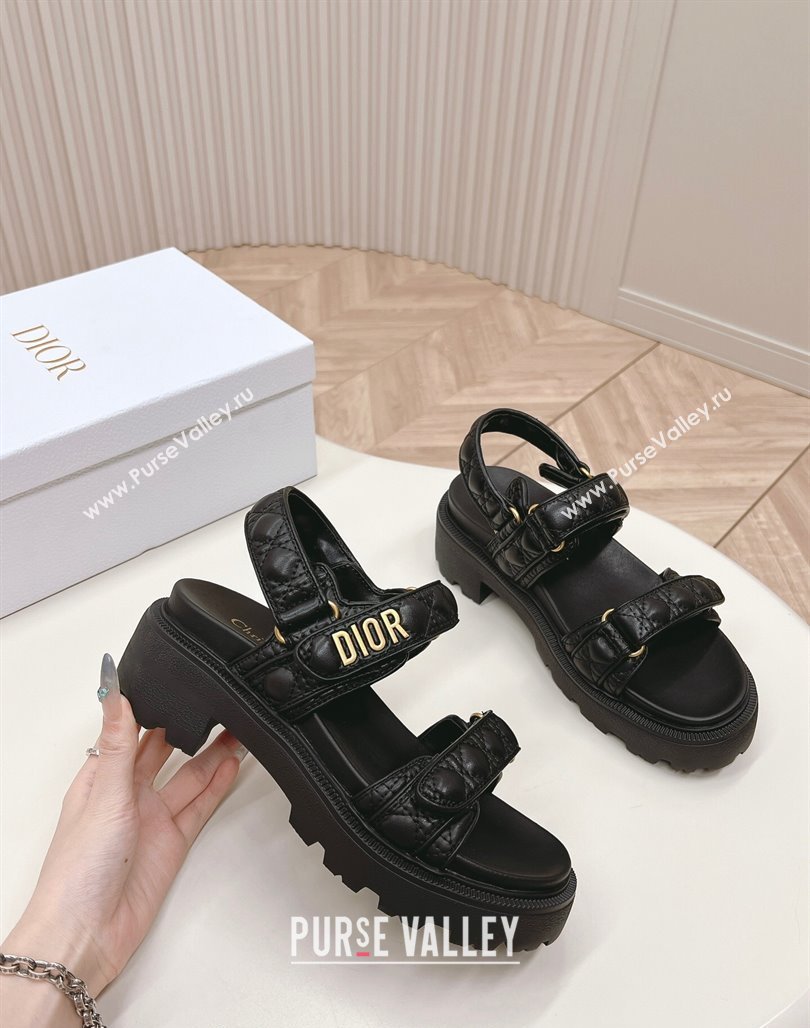 Dior Dioract Platform Sandals 5.5cm in Quilted Cannage Calfskin Black 2024 0702 (MD-240702085)