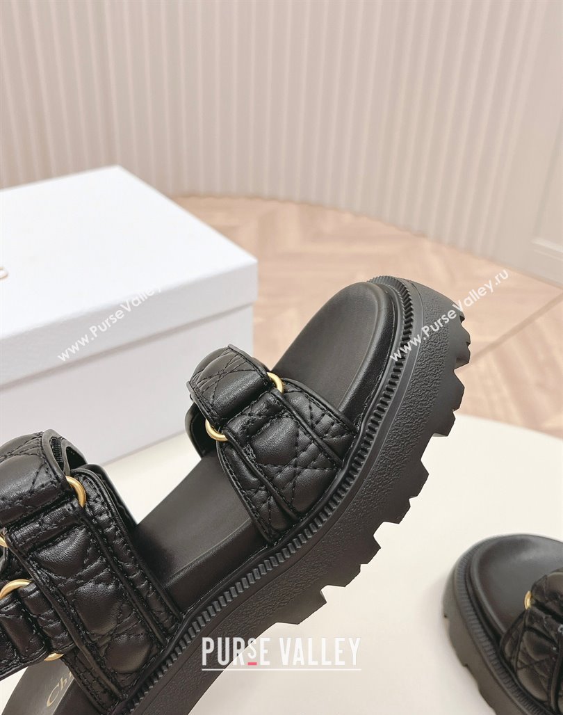 Dior Dioract Platform Sandals 5.5cm in Quilted Cannage Calfskin Black 2024 0702 (MD-240702085)