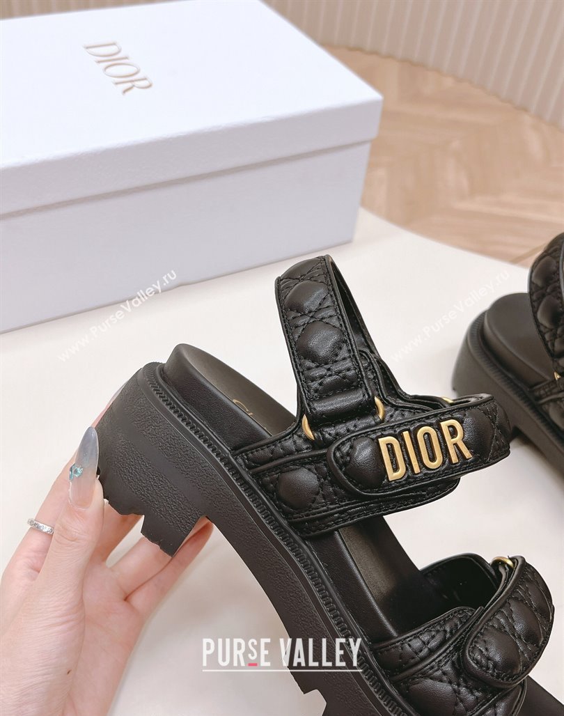 Dior Dioract Platform Sandals 5.5cm in Quilted Cannage Calfskin Black 2024 0702 (MD-240702085)