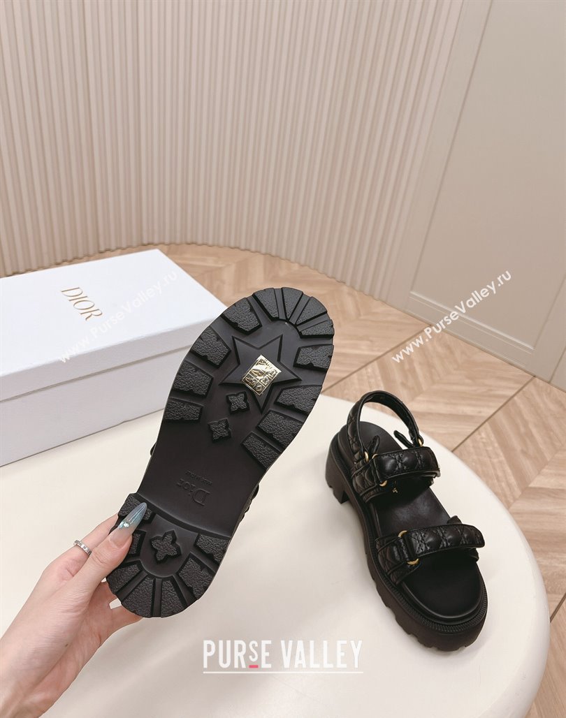 Dior Dioract Platform Sandals 5.5cm in Quilted Cannage Calfskin Black 2024 0702 (MD-240702085)