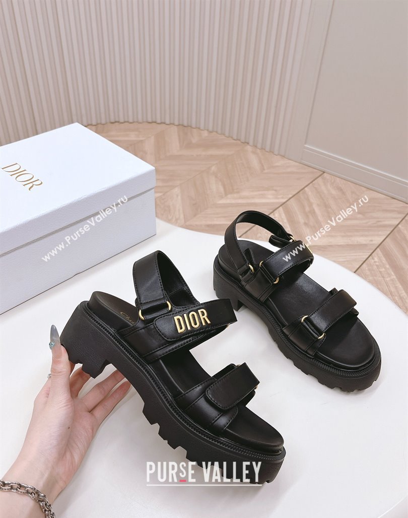 Dior Dioract Platform Sandals 5.5cm in Lambskin Black 2024 0702 (MD-240702079)