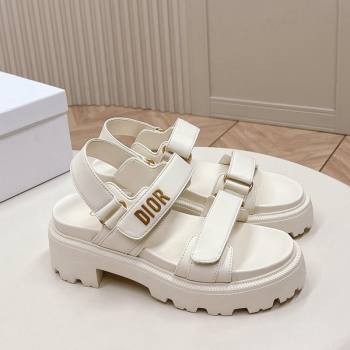 Dior Dioract Platform Sandals 5.5cm in Lambskin White 2024 0702 (MD-240702081)