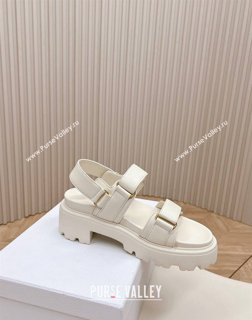 Dior Dioract Platform Sandals 5.5cm in Lambskin White 2024 0702 (MD-240702081)