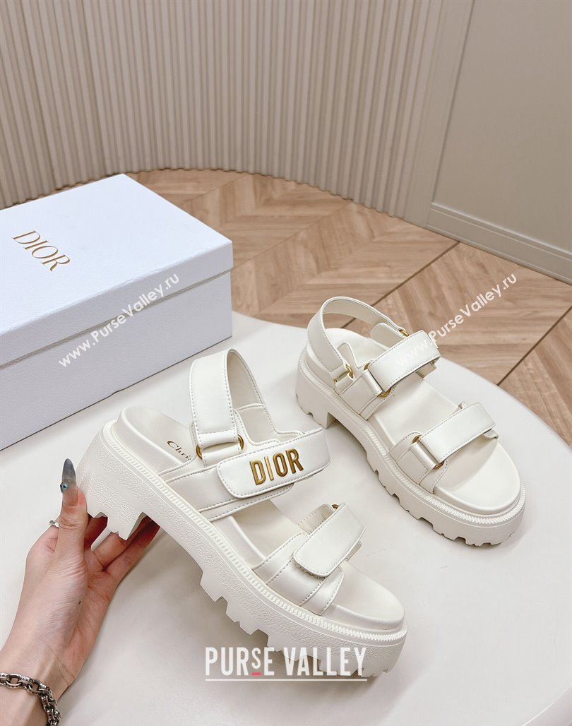 Dior Dioract Platform Sandals 5.5cm in Lambskin White 2024 0702 (MD-240702081)