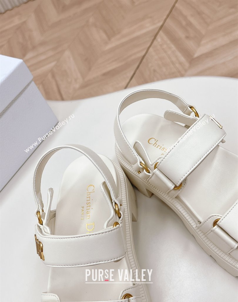 Dior Dioract Platform Sandals 5.5cm in Lambskin White 2024 0702 (MD-240702081)