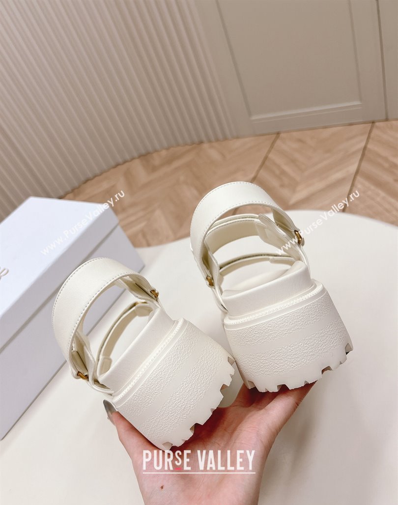 Dior Dioract Platform Sandals 5.5cm in Lambskin White 2024 0702 (MD-240702081)