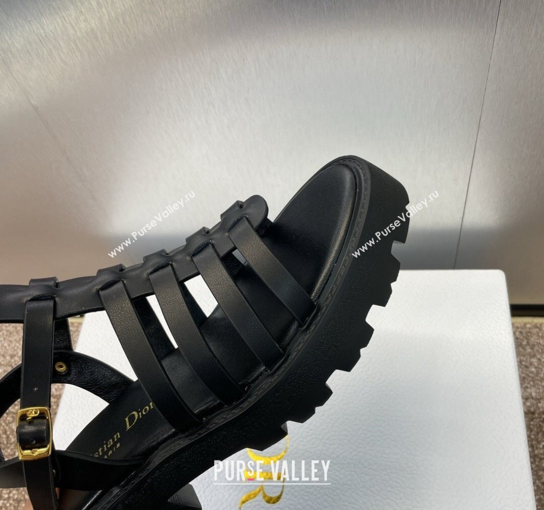 Dior Bay Platform Sandals 4.5cm with Buckle Strap in Black Calfskin 2024 (MD-240702086)