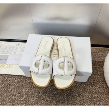 Dior D-Club Flat Slides Sandal in Calfskin White 2024 0702 (MD-240702087)