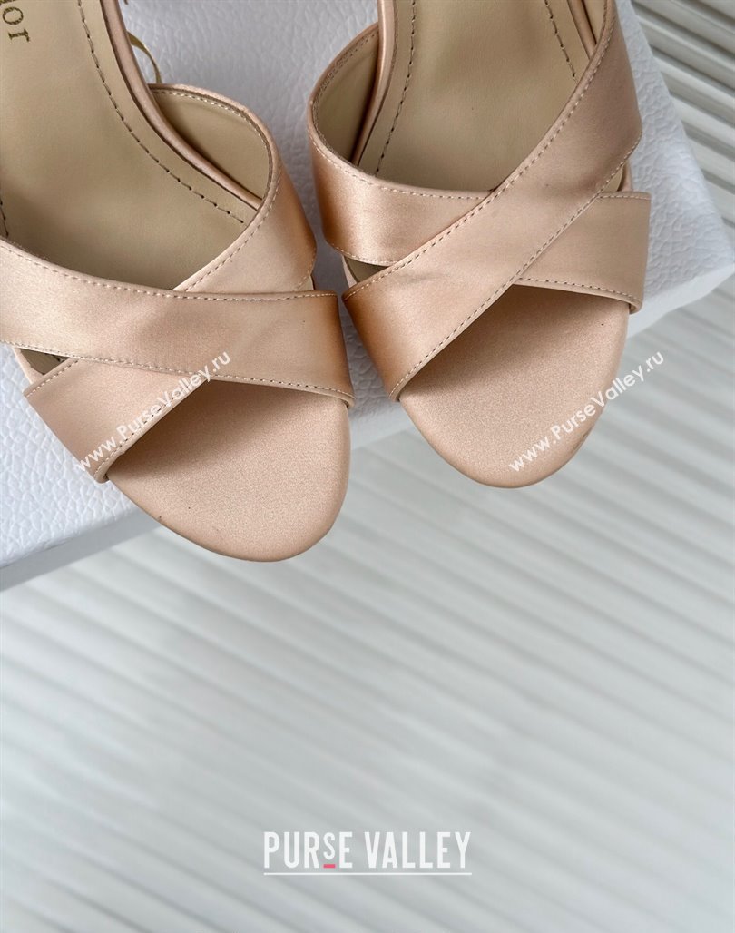 Dior Tribales Heeled Slides Sandal 8cm in Satin Beige 2024 (MD-240702014)