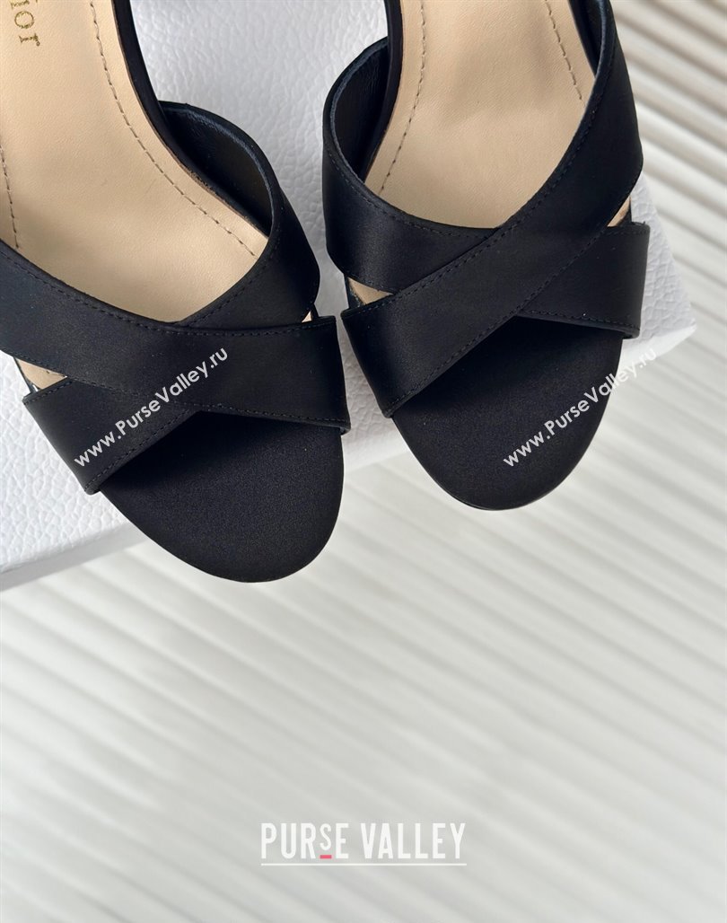 Dior Tribales Heeled Slides Sandal 8cm in Satin Black 2024 (MD-240702015)