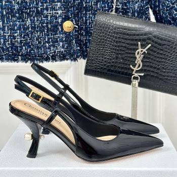 Dior Tribales Slingback Pumps 8cm in Patent Calfskin Black 2024 (MD-240702016)