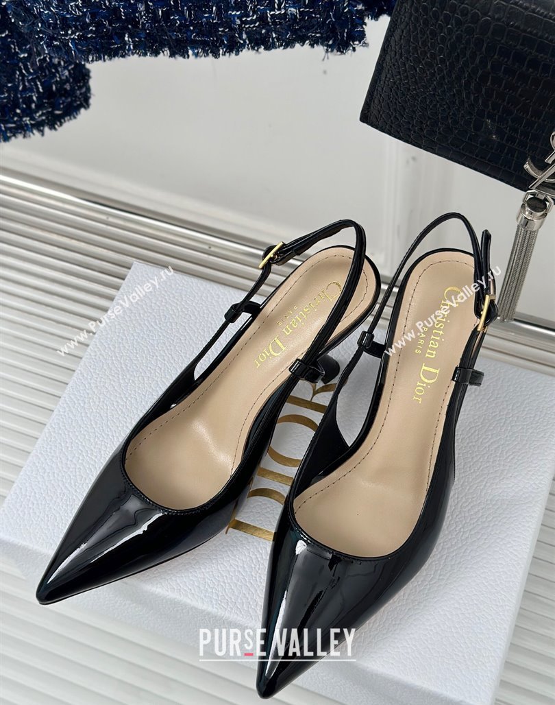 Dior Tribales Slingback Pumps 8cm in Patent Calfskin Black 2024 (MD-240702016)