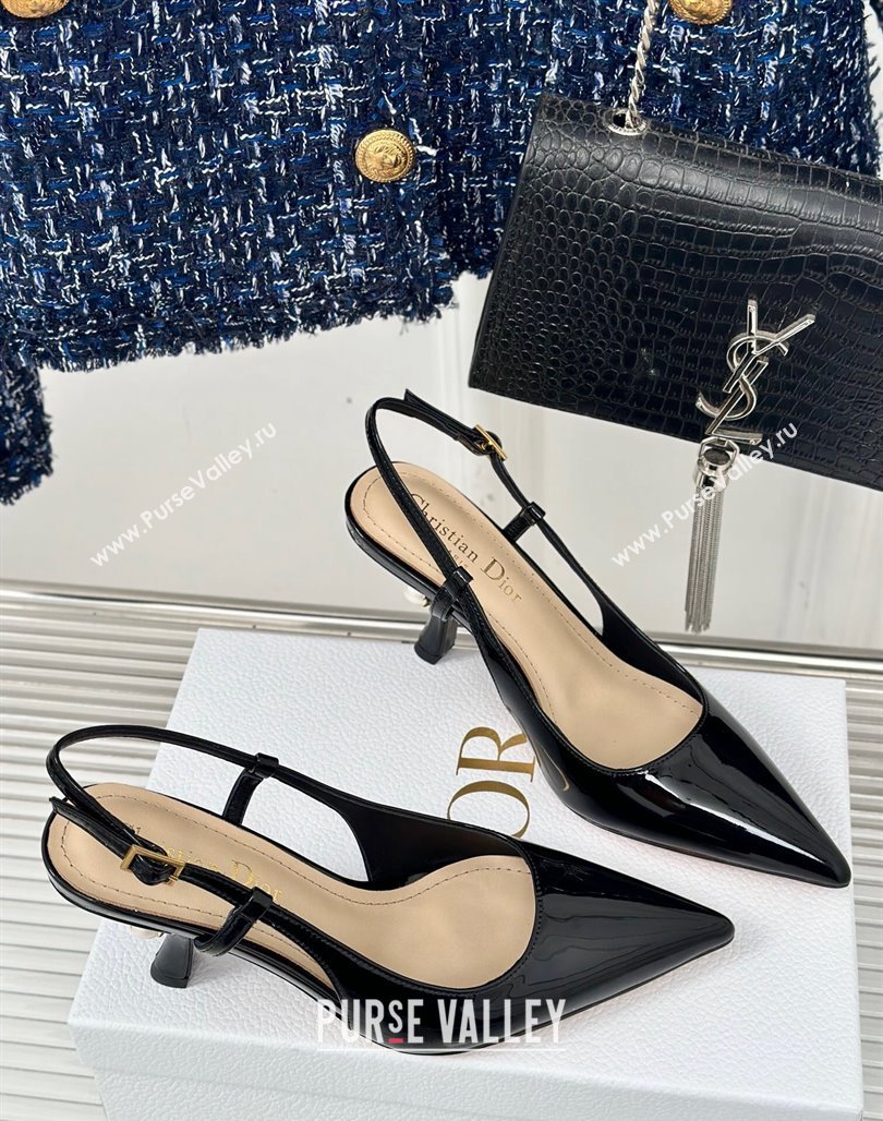 Dior Tribales Slingback Pumps 8cm in Patent Calfskin Black 2024 (MD-240702016)